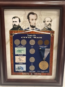lot 82 image: Framed Treasury of the Civil War Coins and More