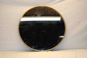 lot 4 image: Round Gold-trim Wall Mirror