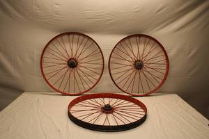 lot 13 image: Set of 3 Metal Spoked Wheels