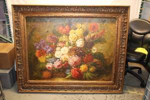 lot 18 image: Oversized Canvas Floral Painting