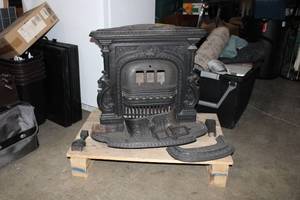 lot 1A-137 image: Cast-iron J. L. Mott Iron Works N.Y Woodburning Stove