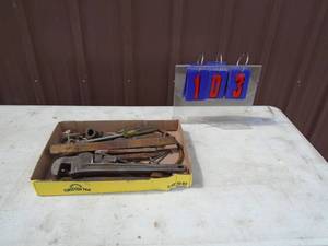 Flat with rigid & other assorted tools. As shown.