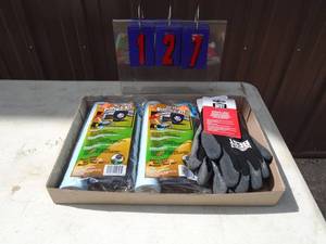 Flat of gloves & towels. As shown.