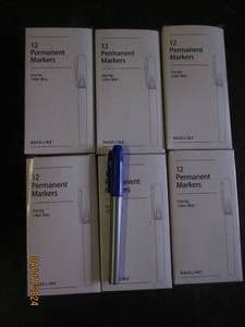 lot 46 image: 6 boxes of 12 blue fine tip permanent markers