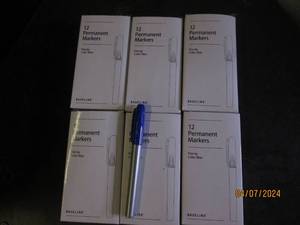 lot 49 image: 6 boxes of 12 blue fine tip permanent markers