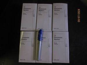 lot 51 image: 6 boxes of 12 blue fine tip permanent markers