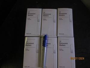 lot 52 image: 6 boxes of 12 blue fine tip permanent markers