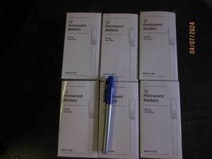 lot 54 image: 6 boxes of 12 blue fine tip permanent markers