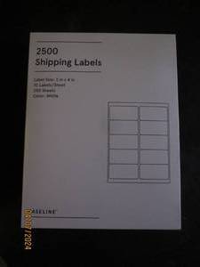 lot 55 image: package of 2500 shipping labels 2 inch x 4 inch