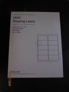 lot 56 image: package of 2500 shipping labels 2 inch x 4 inch