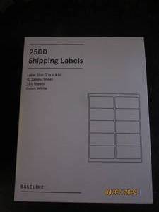 lot 57 image: package of 2500 shipping labels 2 inch x 4 inch