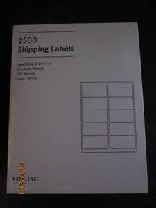 lot 58 image: package of 2500 shipping labels 2 inch x 4 inch