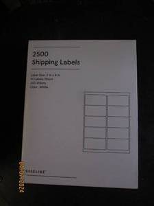 lot 61 image: package of 2500 shipping labels 2 inch x 4 inch