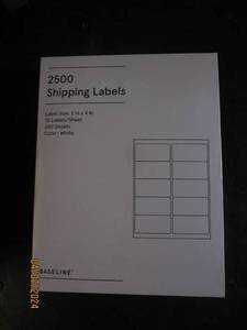 lot 62 image: package of 2500 shipping labels 2 inch x 4 inch