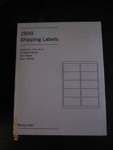 lot 64 image: package of 2500 shipping labels 2 inch x 4 inch