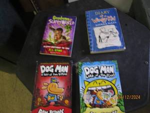 lot 108 image: lot of books dogman,diary of a wimpy kid and goosebumps