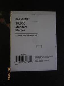 lot 133 image: baseline 25,000 standard staples 5 packs of 5000 per box