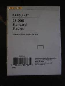 lot 134 image: baseline 25,000 standard staples 5 packs of 5000 per box