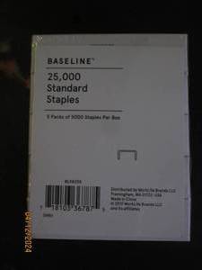lot 136 image: baseline 25,000 standard staples 5 packs of 5000 per box