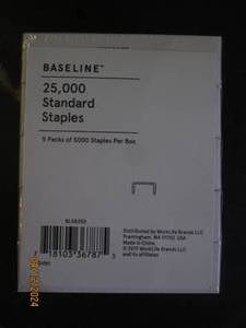 lot 139 image: baseline 25,000 standard staples 5 packs of 5000 per box