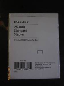 lot 140 image: baseline 25,000 standard staples 5 packs of 5000 per box