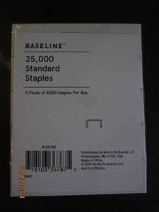 lot 141 image: baseline 25,000 standard staples 5 packs of 5000 per box