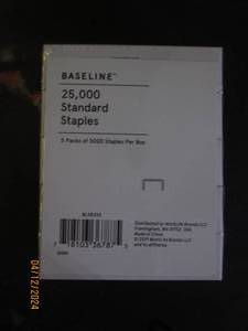 lot 142 image: baseline 25,000 standard staples 5 packs of 5000 per box