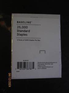 lot 143 image: baseline 25,000 standard staples 5 packs of 5000 per box