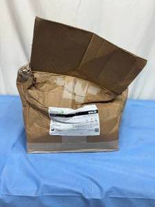 lot 55 image: MSRP $400  1 Case (100 each) NEW Ecolab BDC4040-2-CN 40 x 40 Genesys CleanOp Coreless 2 mil Roll Trash Bag with Drawcord - Clear (box has damage)