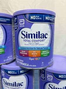 lot 67 image: Lot of 5 NEW Abbott 12.6 oz. Similac Total Comfort Easy-To-Digest Gentle Protein & Prebiotics OptiGRO Complete Nutrition for Delicate Tummies Milk-Based Powder Infant Formulat with Iron - Expiration 0424