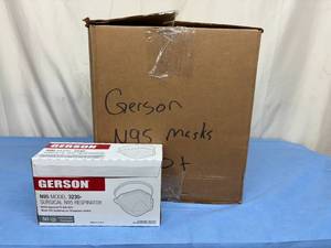 lot 72 image: MSRP $500  14 Boxes (50 each per box) NEW Professional Grade Gerson 3230 N95 NIOSH Approved Surgical Respirator Masks