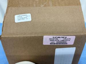 lot 83 image: 1 Case (6 rolls, 500 labels per roll) NEW Intravet IV-07-855-7087-B Labels 