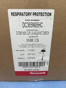 lot 96 image: MSRP $400  1 Case (10 boxes, 20 each) NEW Honeywell DC365 Surgical NIOSH N95 Professional Respirator Surgical Mask - High fluid-resistant respirator designed for comfort across the spectrum of care. USA made No Expiration 