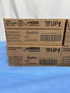 lot 114 image: 4 Cases (24 each per case) NEW Nestle Health Science 16249 8.45 fl. oz. Replete High Protein Wound Care Tube Feeding Formula - Unflavored - Expiration 824