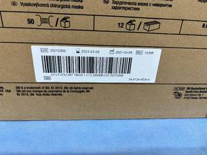 lot 138 image: MSRP $400  1 Case (600 each per case) NEW 3M 1838R 50-Pack Single-Use Latex-Free High-Performance Fluid Resistant Surgical Duckbill Masks - helps reduce fogging and conforms to face without collapsing