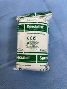 lot 49 image: 1 Case NEW BSN Medical 7363 Specialist 3 x 3 yd. Extra Fast Settling Plaster Bandages -&nbspSpecialist Plaster of Paris that produces a consistent plaster that is uniformly coated & adhered to gauze - Great For Art Projects