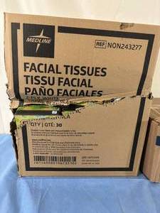 lot 12 image: 1 Case (30 boxes each) NEW&nbspMedline Standard Facial Tissues 8x8.3in AND 1 Case (100 each) TIDI Novaplus Disposable Pillowcases 