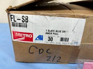 lot 154 image: MSRP $200  1 Case (30 each) NEW Metro FL-SB Storage Drawer Pulls for Flexline Carts 