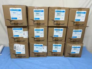 lot 163 image: MSRP $2400  12 Cases (25 each) NEW Cardinal Health 2302LJ Single-Use Latex-Free Convertors Professional Jacket with Knit Collar - Size X-Large White