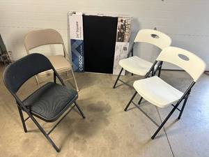 New Cosco Folding Card Table with 4 Assorted Cosco Folding Chairs