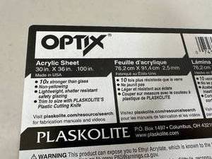 New Sheet of Optix Acrylic Sheets 30 x 36 x .100