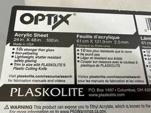 New Optix Acrylic Sheet 24 x 48 x .100