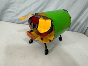 New Recycled Metal Pig with Curly Q Tail