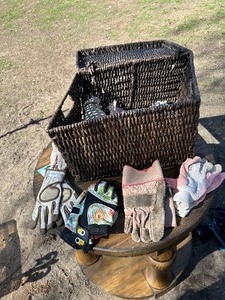 lot 6 image: Basket of Garden Gloves - (Table not included)