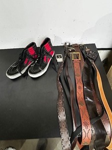 lot 87 image: Mens size 6 VANS like new and assortment of belts
