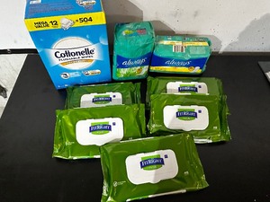 lot 122 image: Flushable Wipes, Cleansing Wipes, and Womens Personal Hygiene