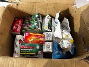 lot 130 image: Box of Cough Medicine, Vitamins and More