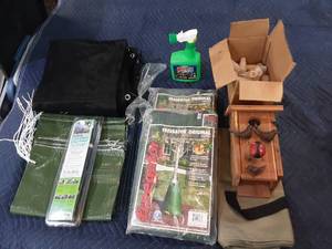 lot 15 image: New Garden Tools (Treegators, Security Birdhouse) and More