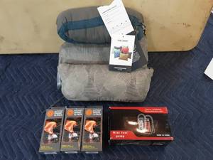 lot 42 image: 3 packs of Wetfire tinder packs and Travel Pillows