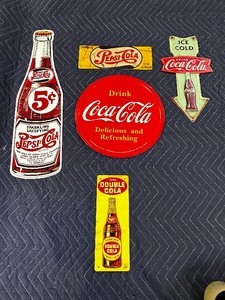 lot 178 image: Five vintage Coca-Cola signs metal